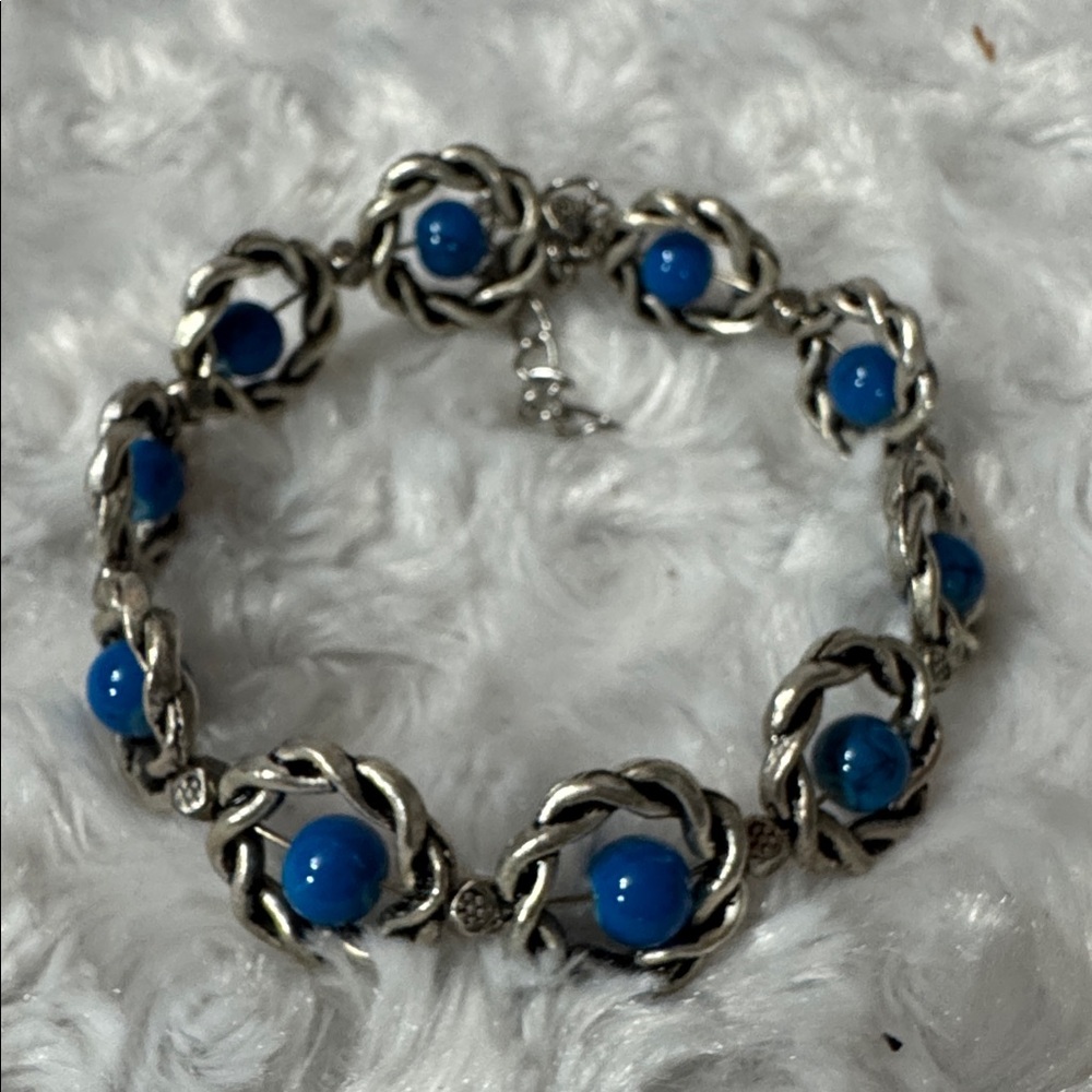 Silver and Blue Stone Bracelet
